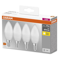 OSRAM LED Base LED Lampe Kerzenform matt (ex 40W) 5,5W / 2700K Warmweiß E14 4er Pack-Leuchtmittel-LEDVANCE Shop