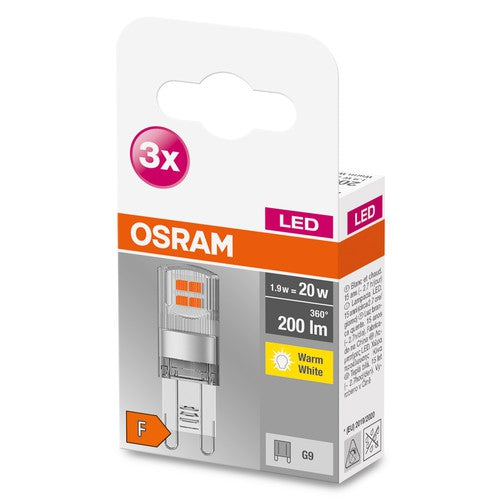 OSRAM LED Base Stiftsockellampe LED Lampe (ex 20W) 1,9W / 2700K Warmweiß PIN G9 3er Pack-Leuchtmittel-LEDVANCE Shop