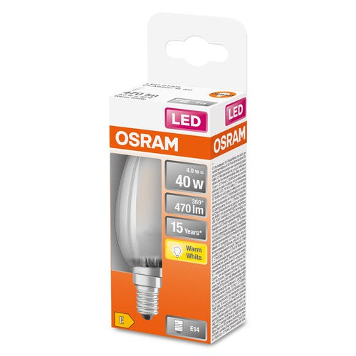 OSRAM Retrofit Classic B LED Lampe Kerzenform matt (ex 40W) 4W / 2700K Warmweiß E14-Leuchtmittel-LEDVANCE Shop