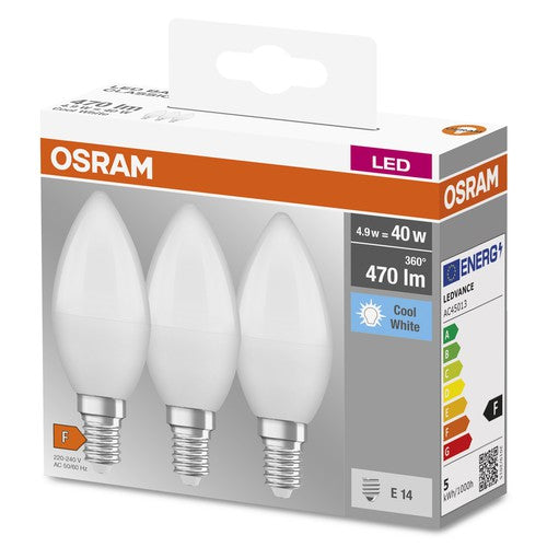 OSRAM LED BASE CLASSIC B Lampe matt (ex 40W) 5,5W / 4000K Kaltweiß E14, 3er Pack-Leuchtmittel-LEDVANCE Shop
