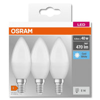 OSRAM LED BASE CLASSIC B Lampe matt (ex 40W) 5,5W / 4000K Kaltweiß E14, 3er Pack-Leuchtmittel-LEDVANCE Shop