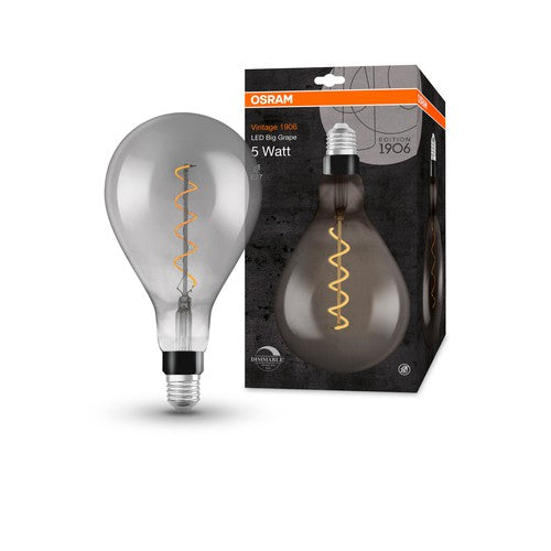 OSRAM Vintage 1906® LED Lampe dimmbar (ex 12W) 5W / 1800K Warmweiß E27 Rauchglas Optik, E27-Leuchtmittel-LEDVANCE Shop